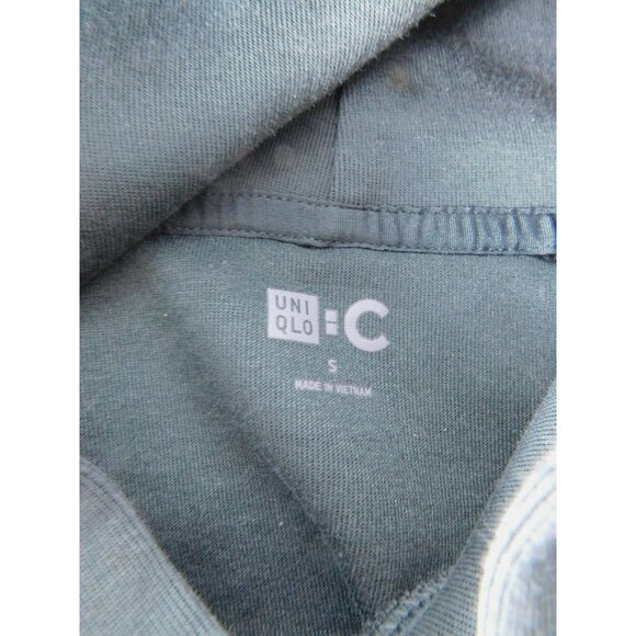 Uniqlo Hoodie Mens Small Green Pullover Fleece Hooded Pockets Tagless High Neck - Picture 3 of 6
